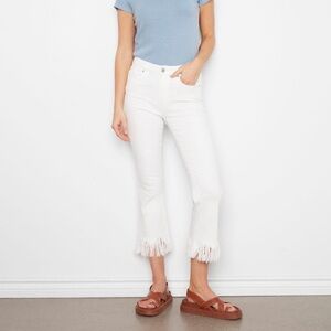 Free People White Fringe Hem Cropped Jeans size 28